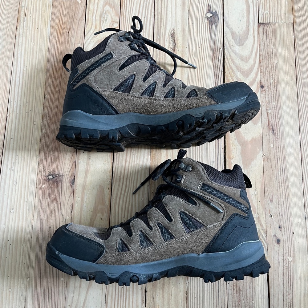 Eddie Bauer Mens 10 Waterproof Hiking Boots Brown Suede Mesh Mid Top Trail Shoes - Picture 3 of 9